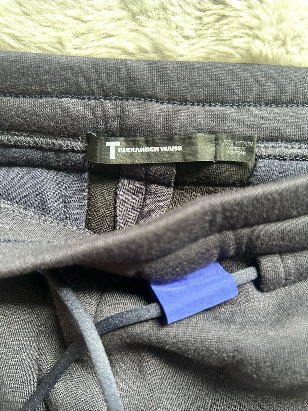 Alexander Wang Men's Charcoal Gray Sweatpants with Blue Accent